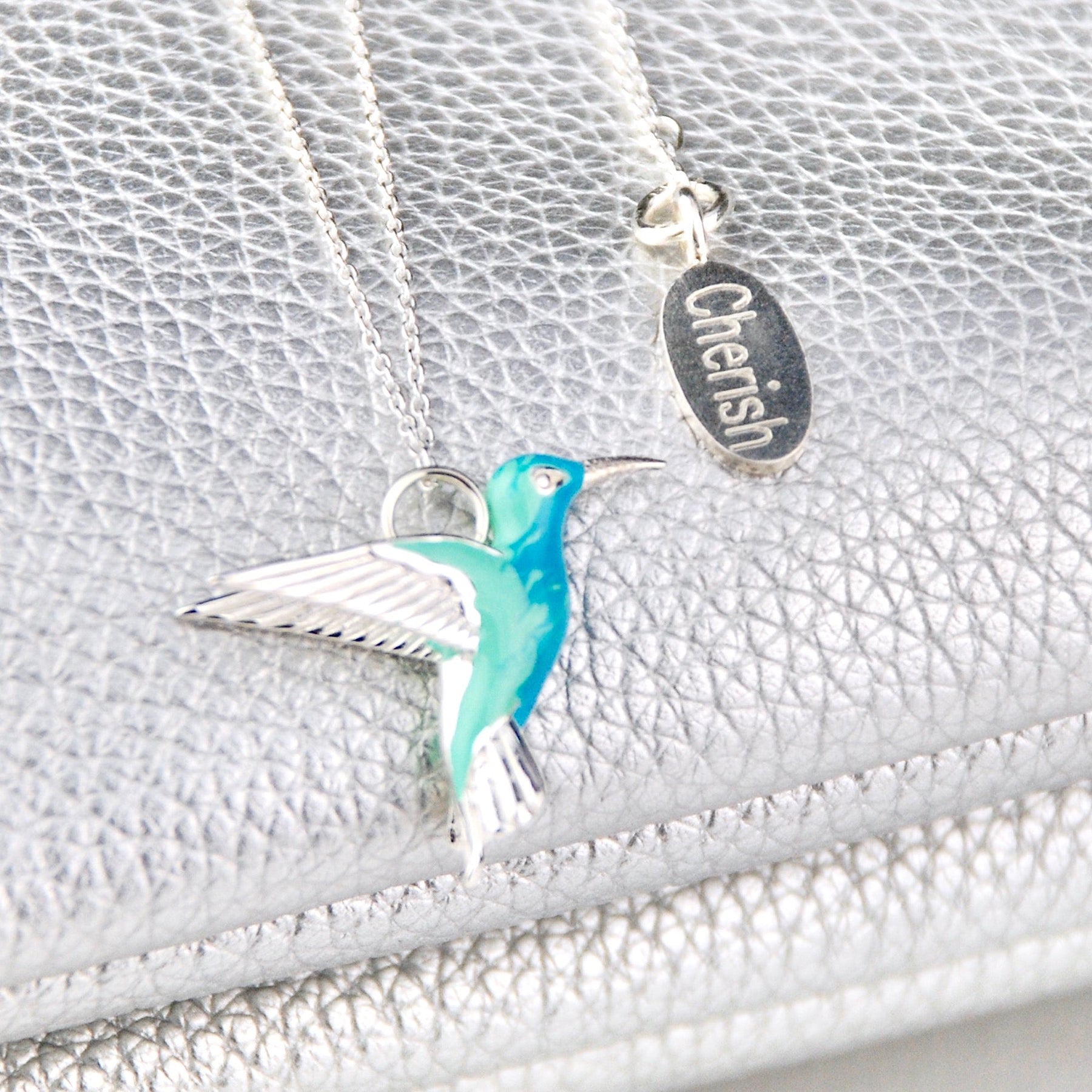Collar de Colibrí de Plata Esterlina con Esmalte