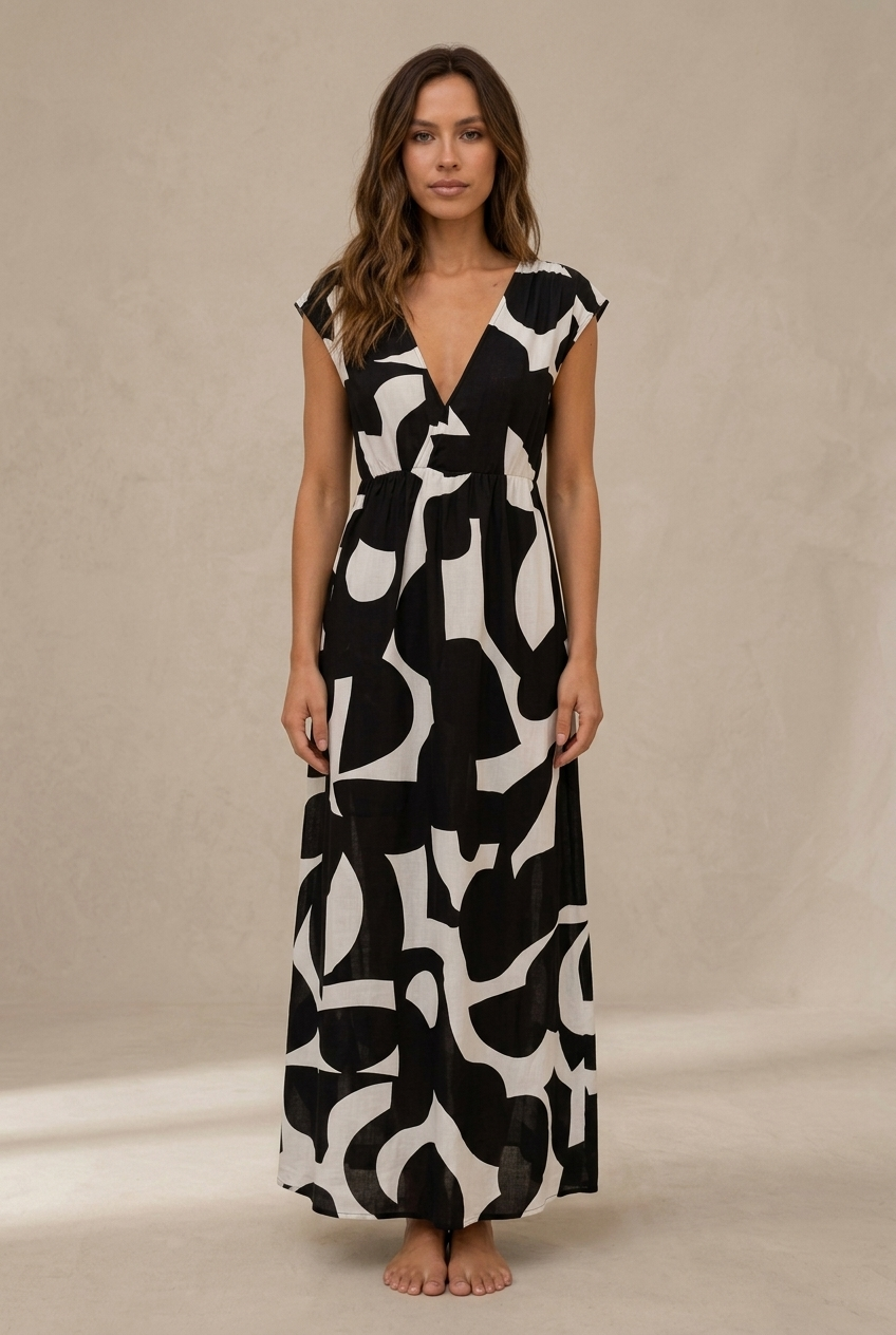 Camelia | Vestido midi fluido con estampado vibrante