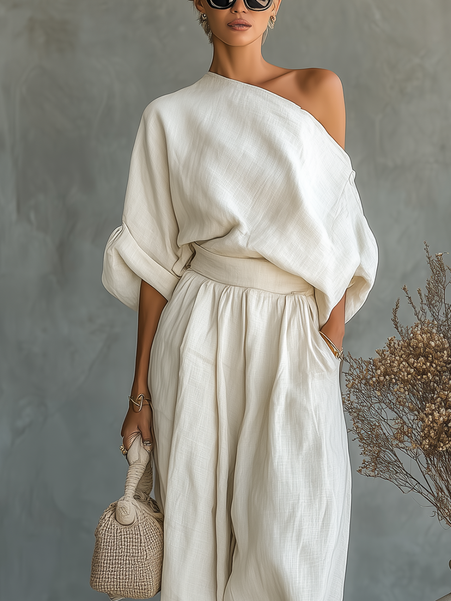 Lisa | Conjunto de Top Suave Off-Shoulder y Pantalones Ajustados