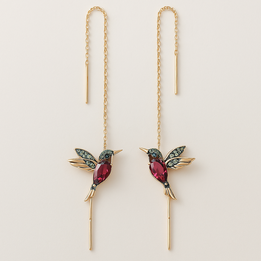 Pendientes de Esmalte y Circonita Colibrí