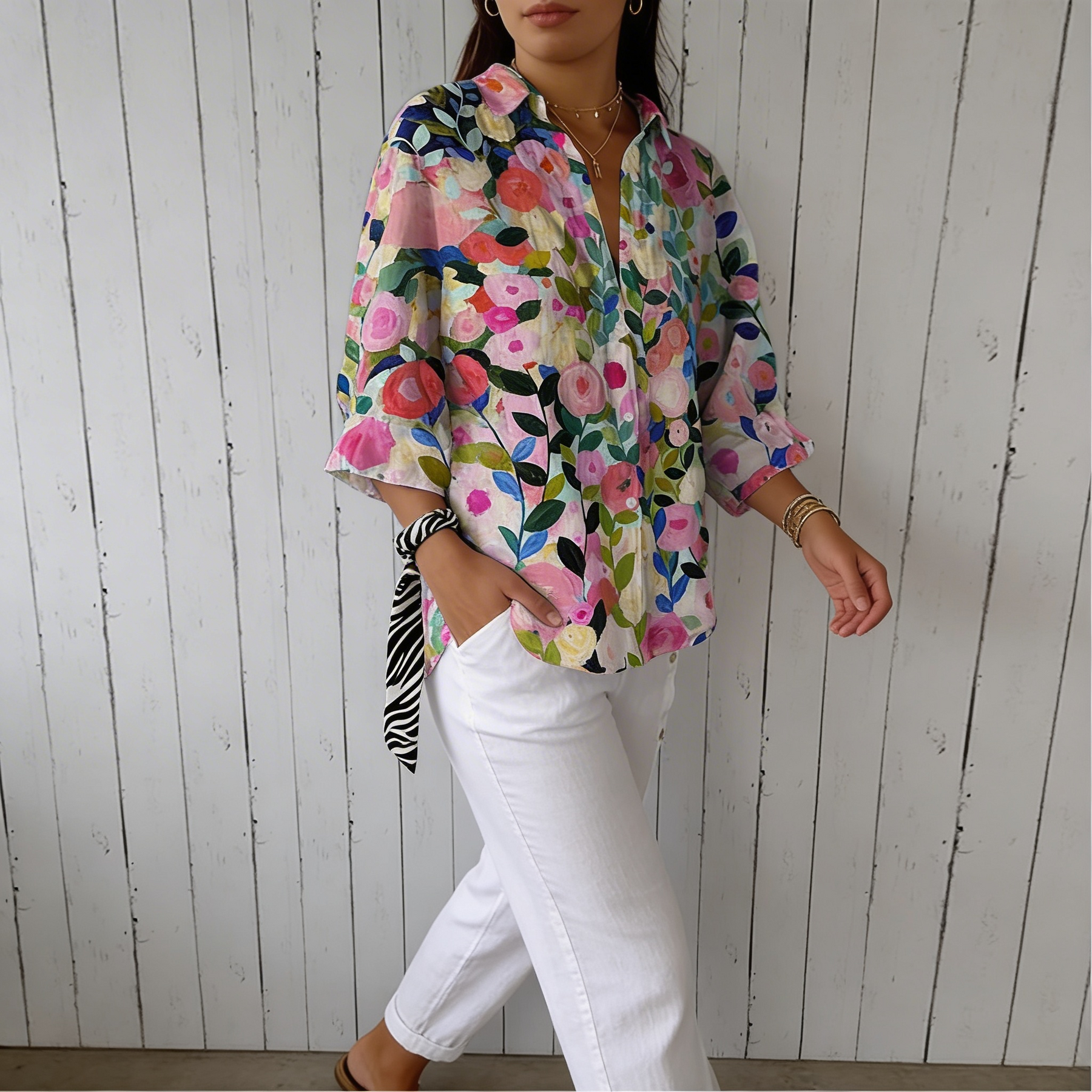 Frida | Blusa de flores multicolor