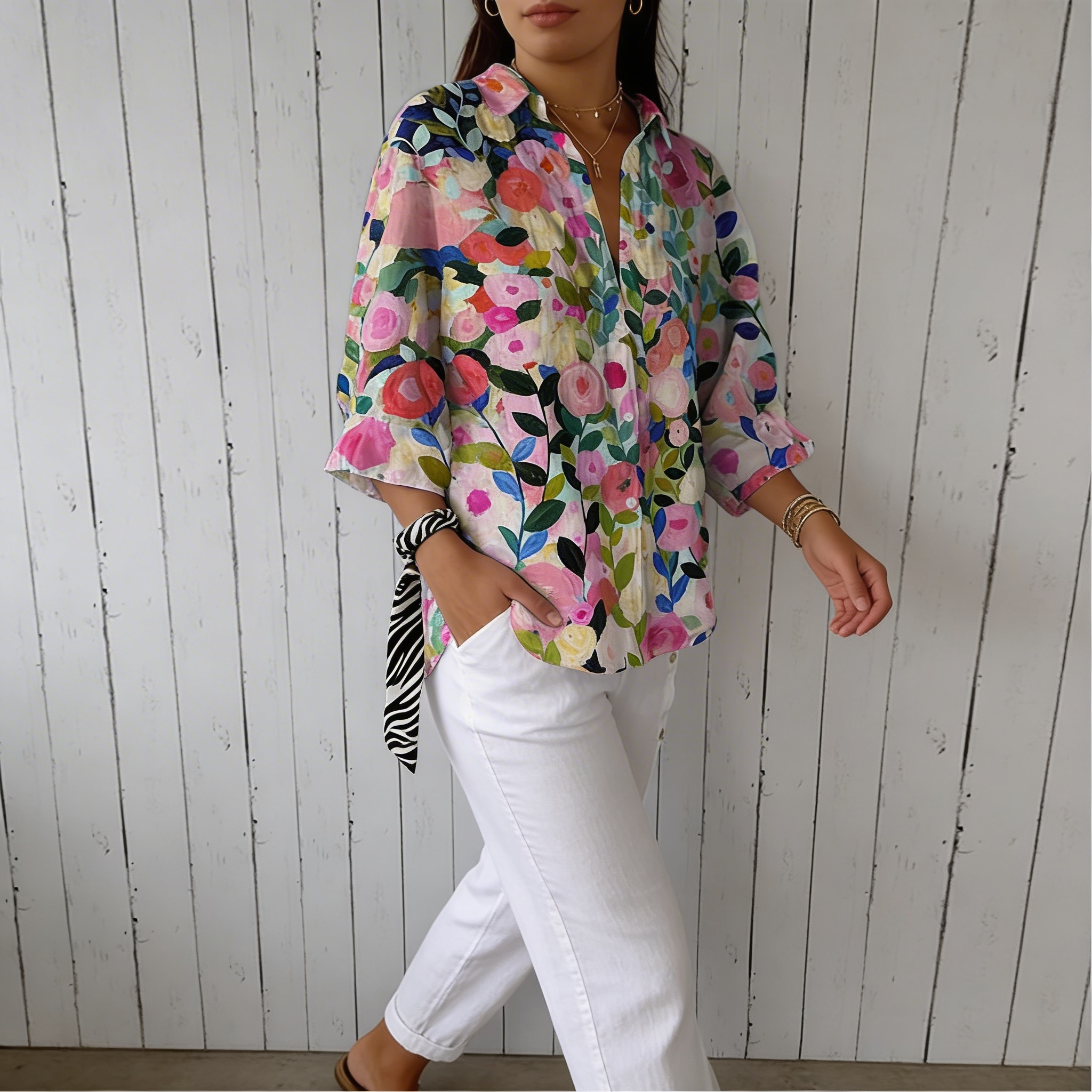 Frida | Blusa de flores multicolor