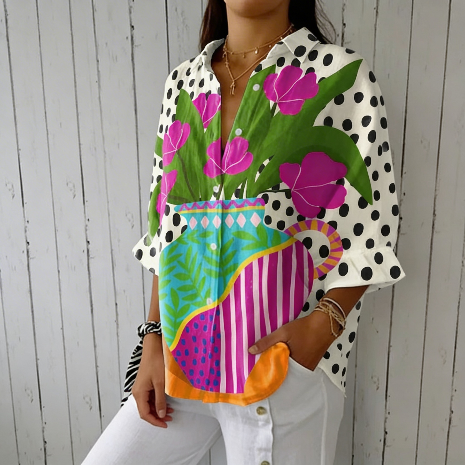 Lorne | Blusa con florero floreciente