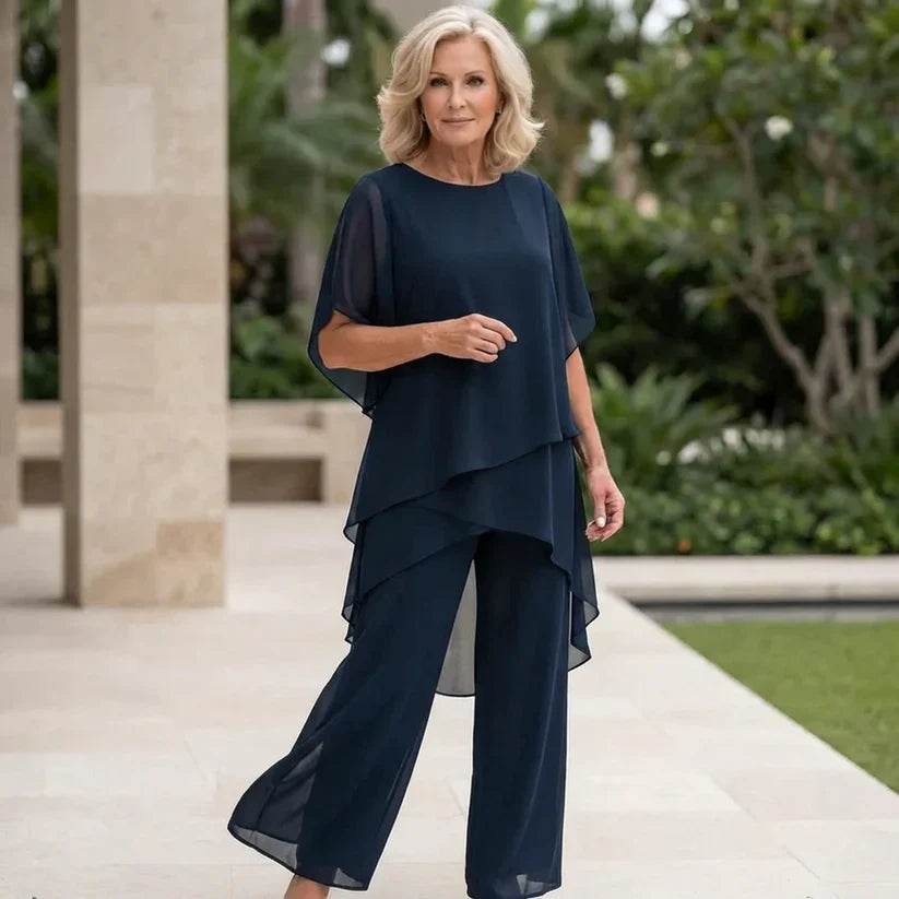 Iris | Conjunto — blusa asimétrica y pantalón wide leg