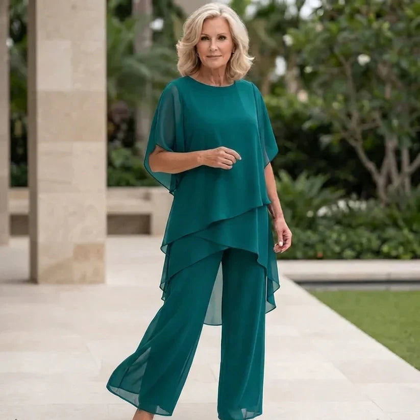 Iris | Conjunto — blusa asimétrica y pantalón wide leg
