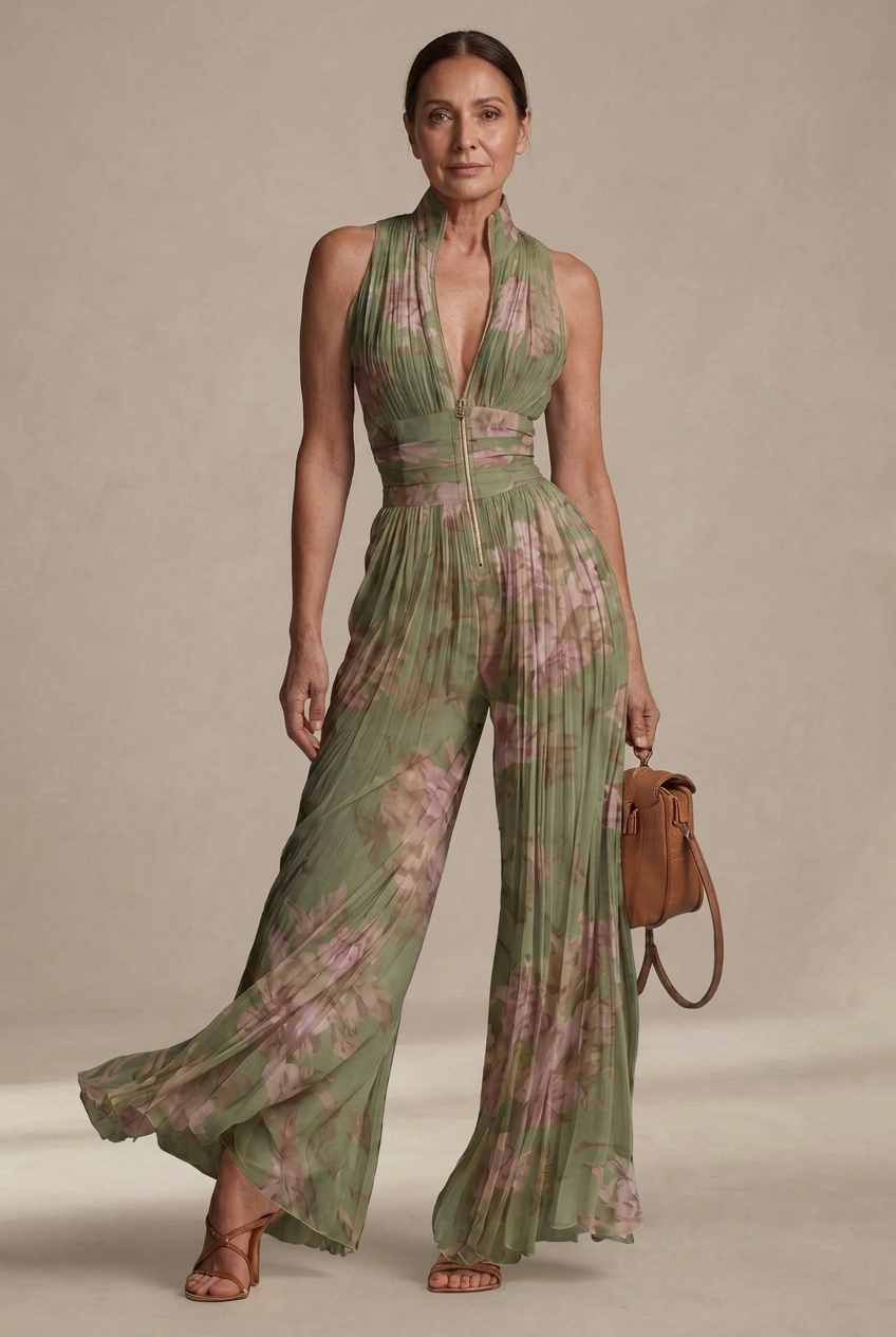 Sofia | Mono plisado de gasa floral