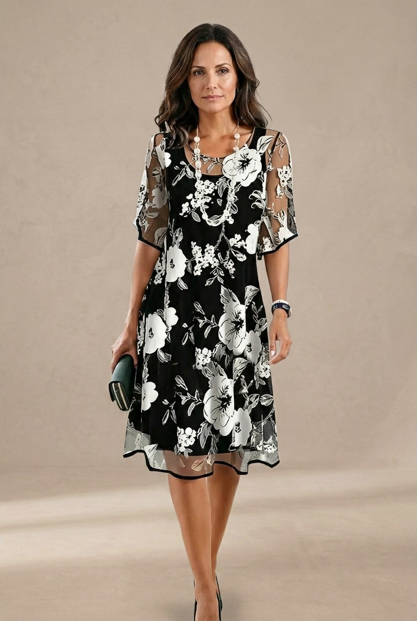Elisa - Vestido de gasa floral elegante
