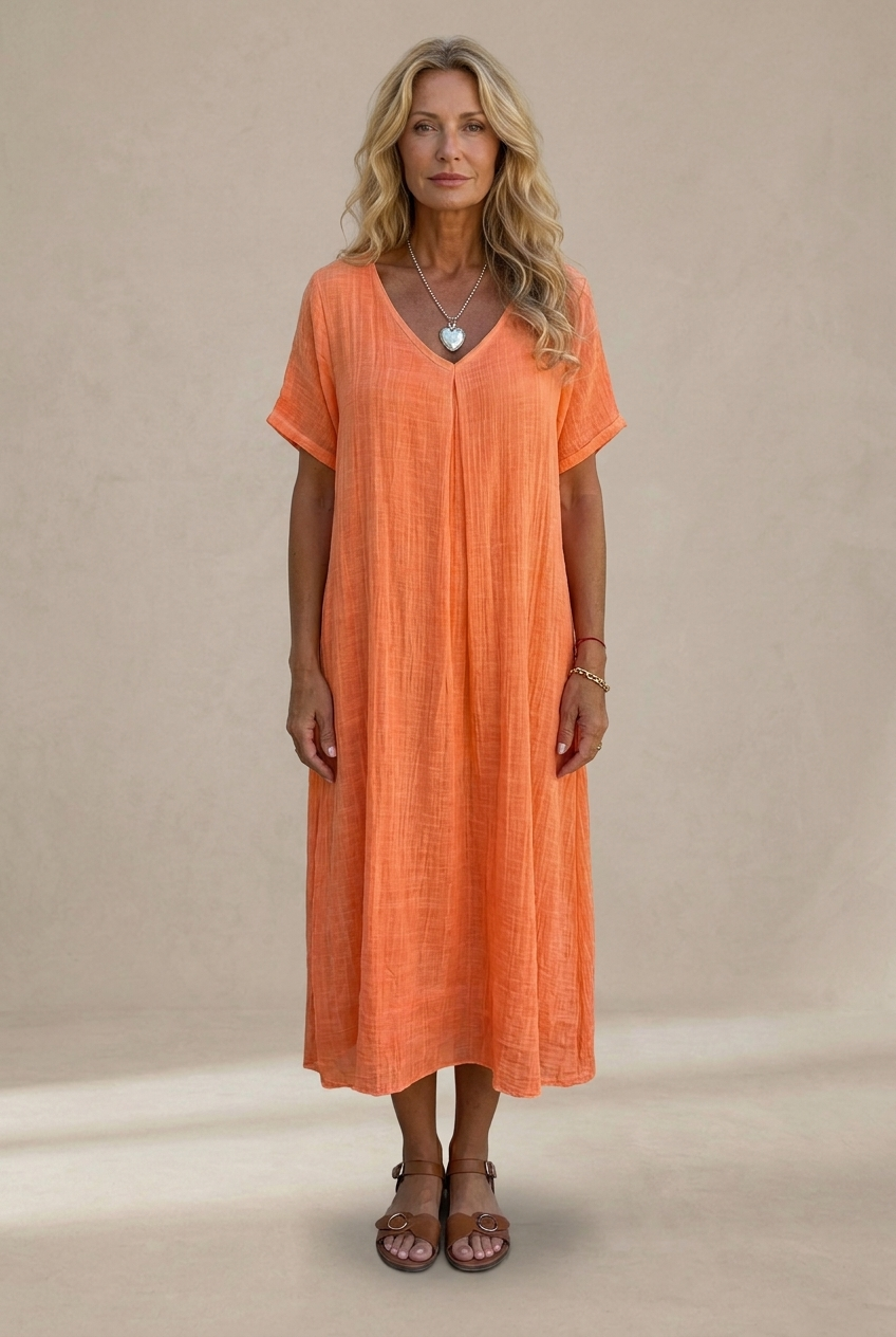 Marisol | Vestido maxi holgado con escote en V y caída fluida