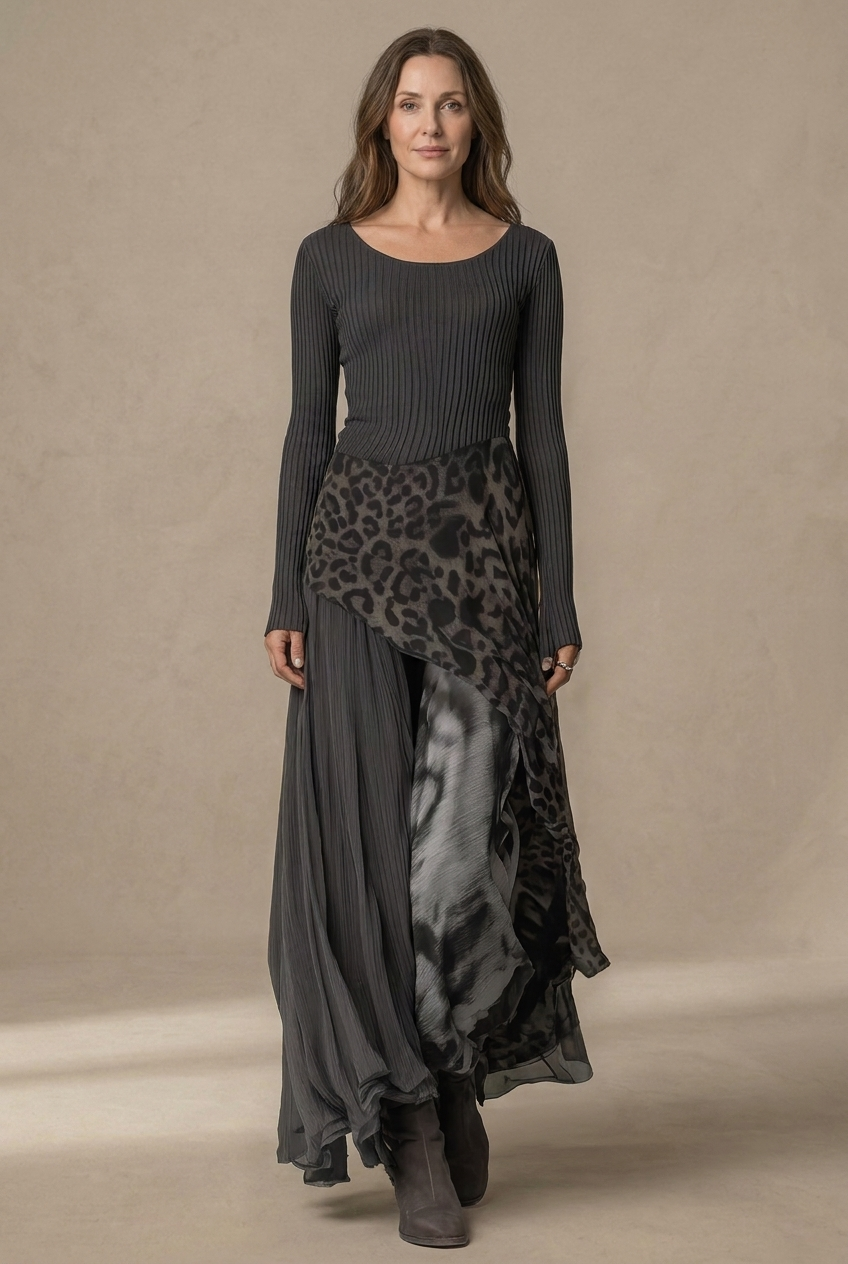 Bárbara | Vestido maxi bohemio con estampado animal