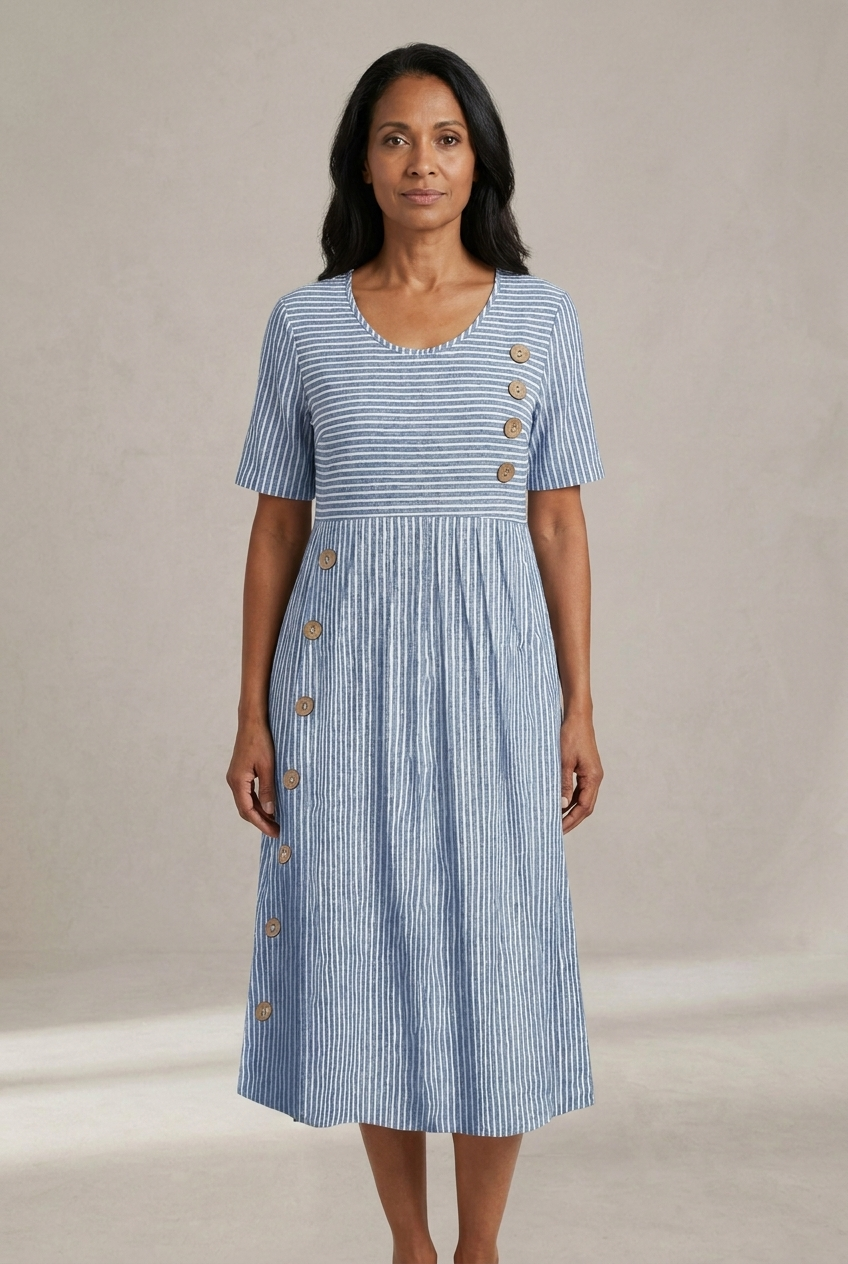 Marisol | Vestido midi fluido a rayas