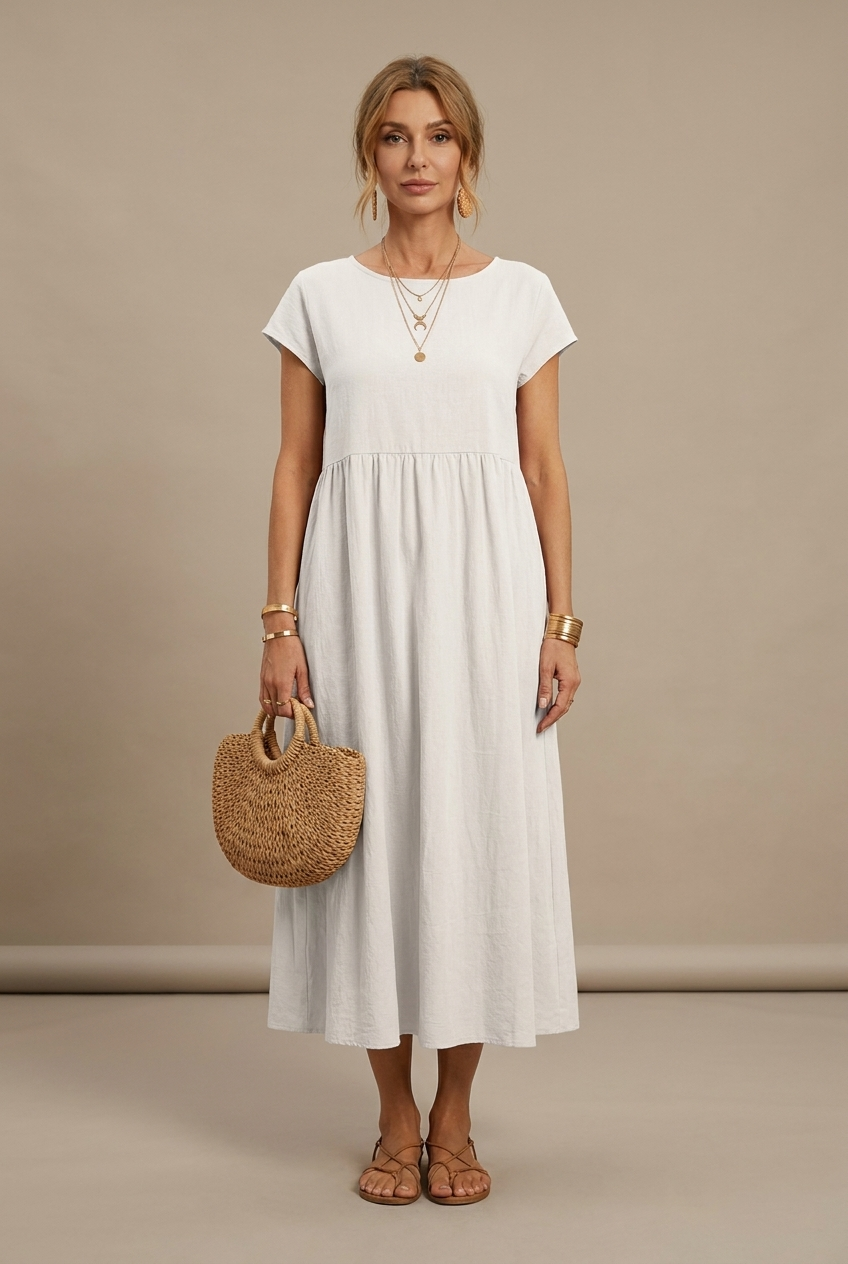 Catalina | Vestido midi fluido de algodón y seda