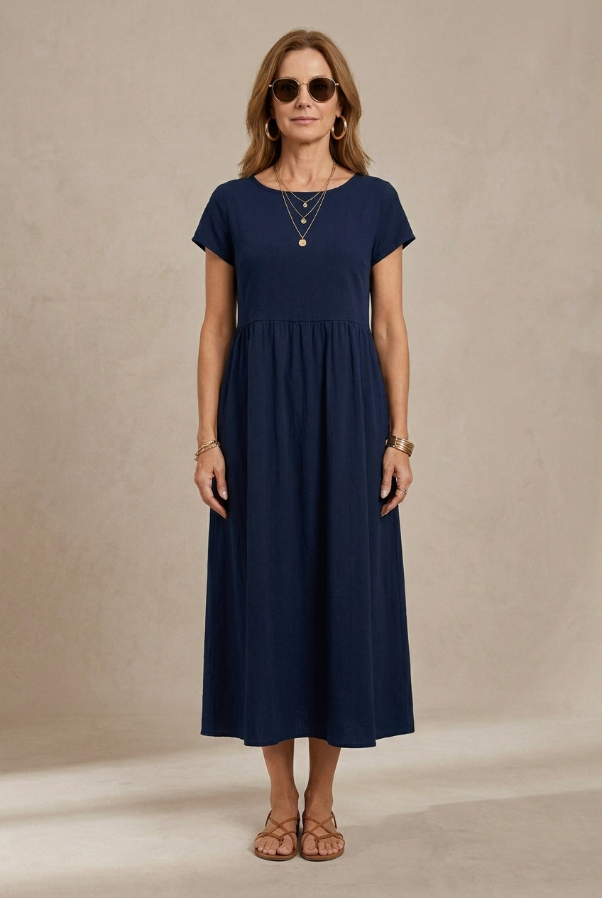 Catalina | Vestido midi fluido de algodón y seda