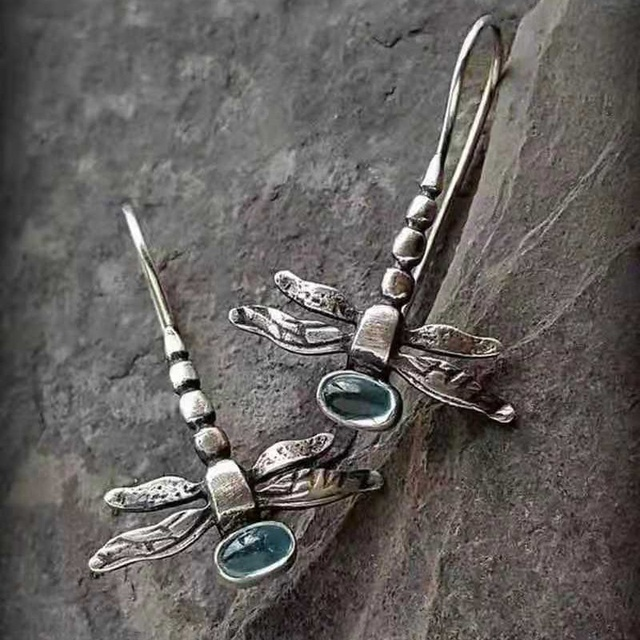 Pendientes de Plata Vintage con Libélula