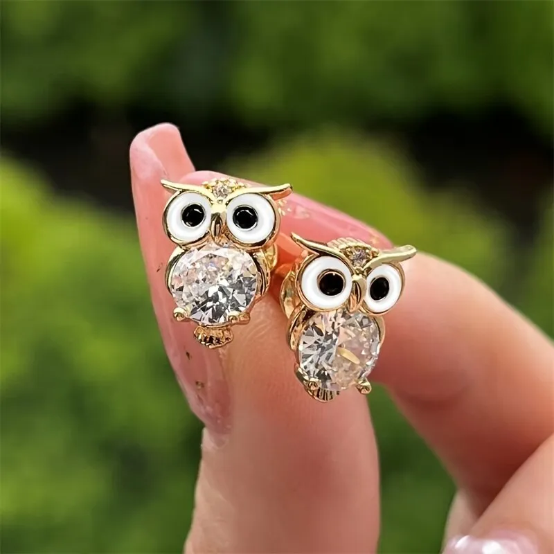 Pendientes de Búho de Cristal Vintage