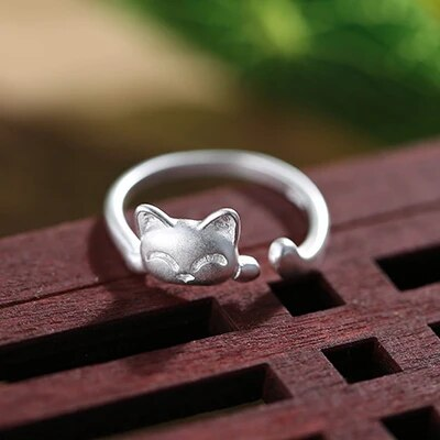 Anillo Vintage de Plata con Gato