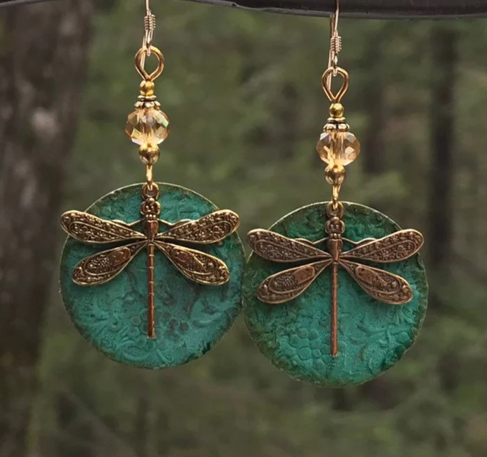Pendientes Dorados de Libélula Vintage
