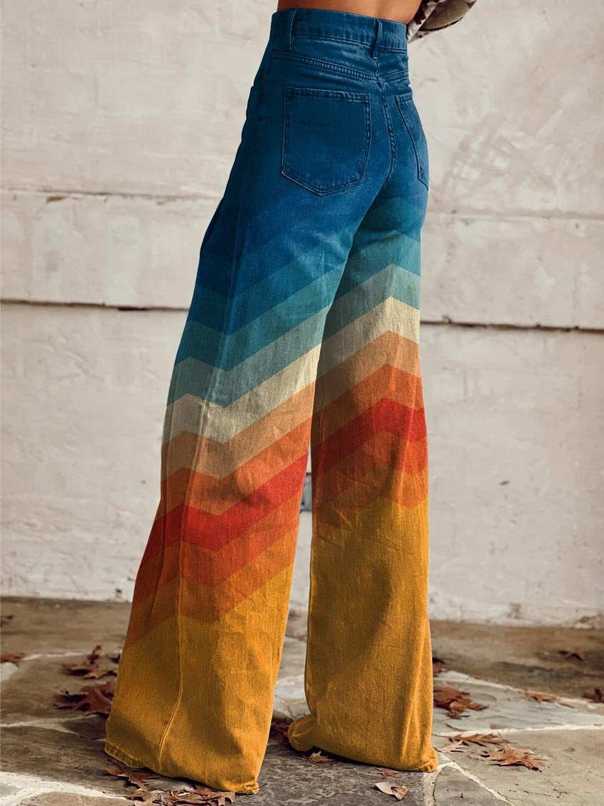 Léa - Pantalones elegantes retro a zig zag
