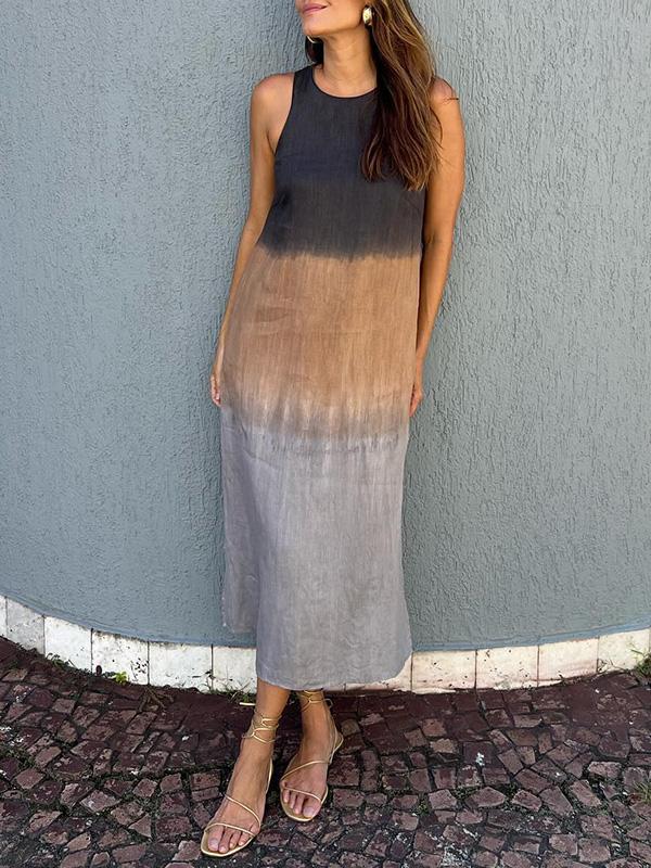 María | Vestido maxi fluido con degradado elegante