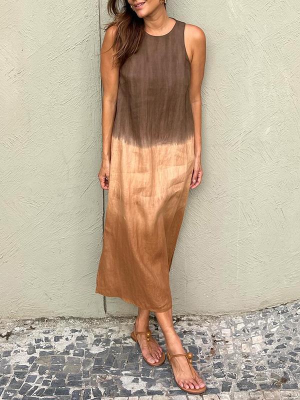 María | Vestido maxi fluido con degradado elegante