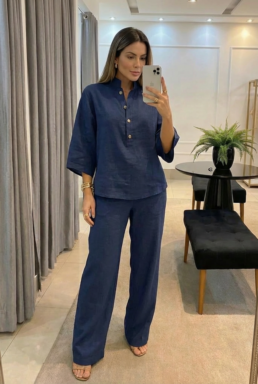 Maribel | Conjunto fluido con mangas murciélago y pantalón ancho