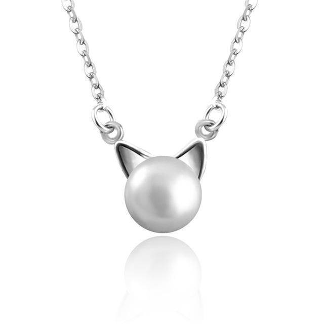 Hermoso Collar de Gato de Perlas con Pendientes y Anillo de Regalo