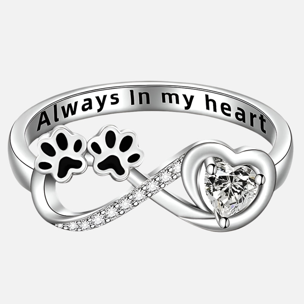 Anillo de Zirconia con Diseño de Corazón e Infinito
