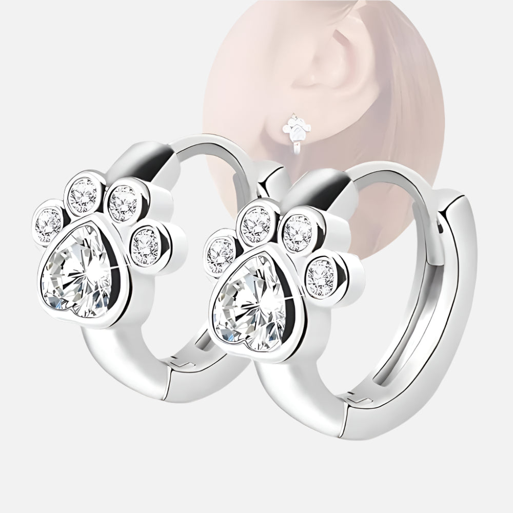 Aros Huggie con Patitas y Zirconia Brillante