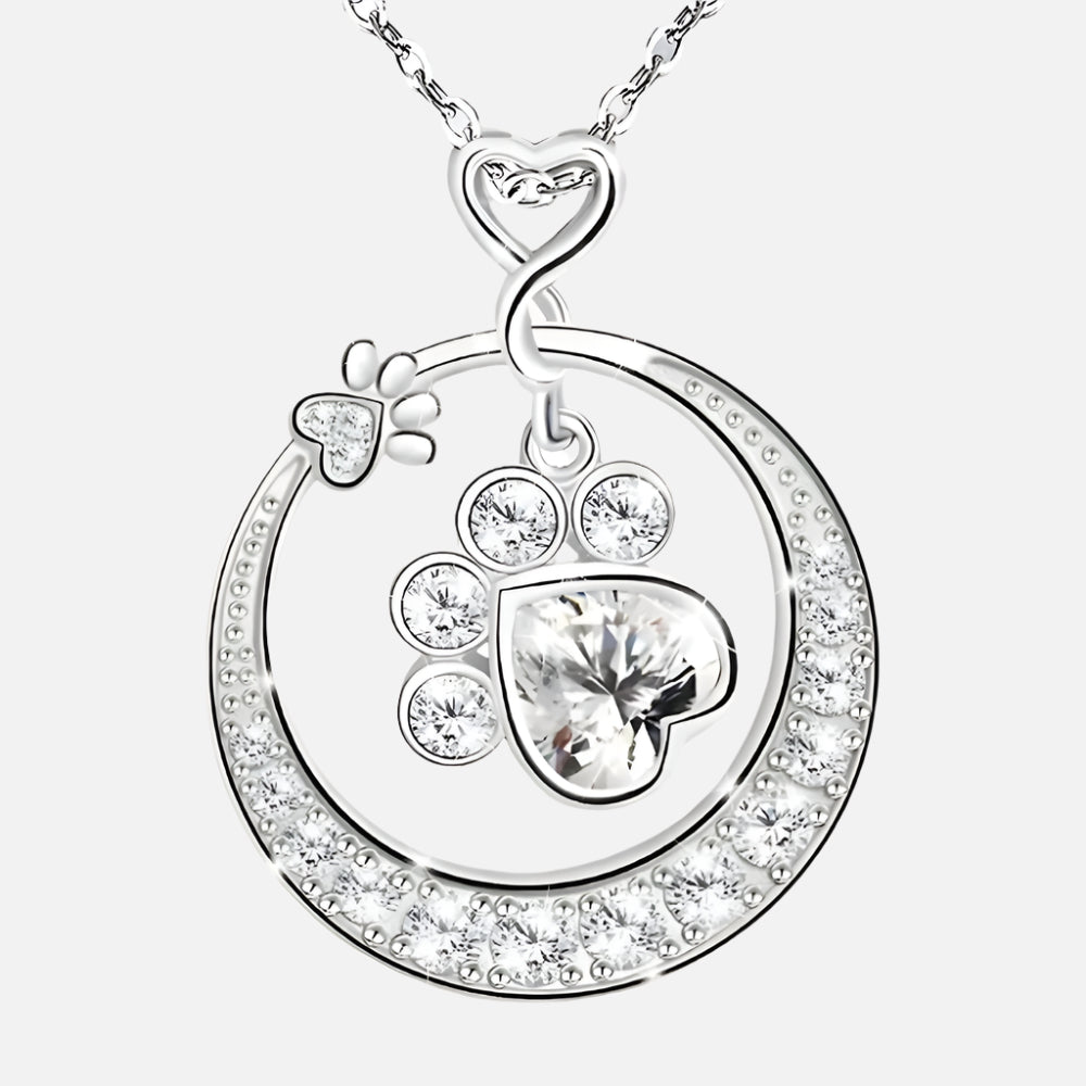 Collar de Huella de Patita Bonita en Plata de Ley 925 con Circonitas