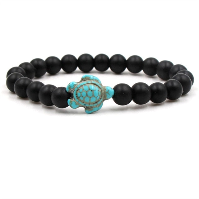 Pulseras de Tortuga con Cuentas de Piedra Natural Única