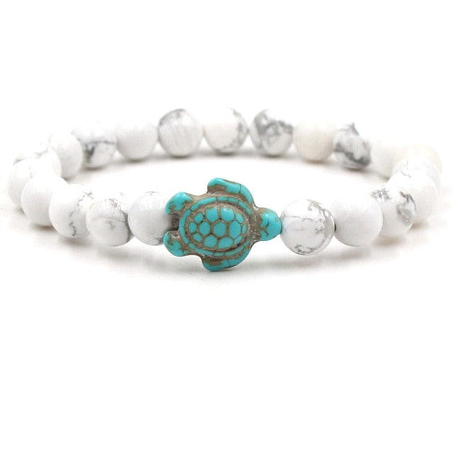 Pulseras de Tortuga con Cuentas de Piedra Natural Única