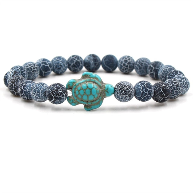 Pulseras de Tortuga con Cuentas de Piedra Natural Única