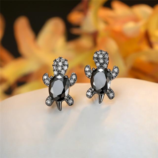 Pendientes de Tortuga Marina en Circonio y Plata