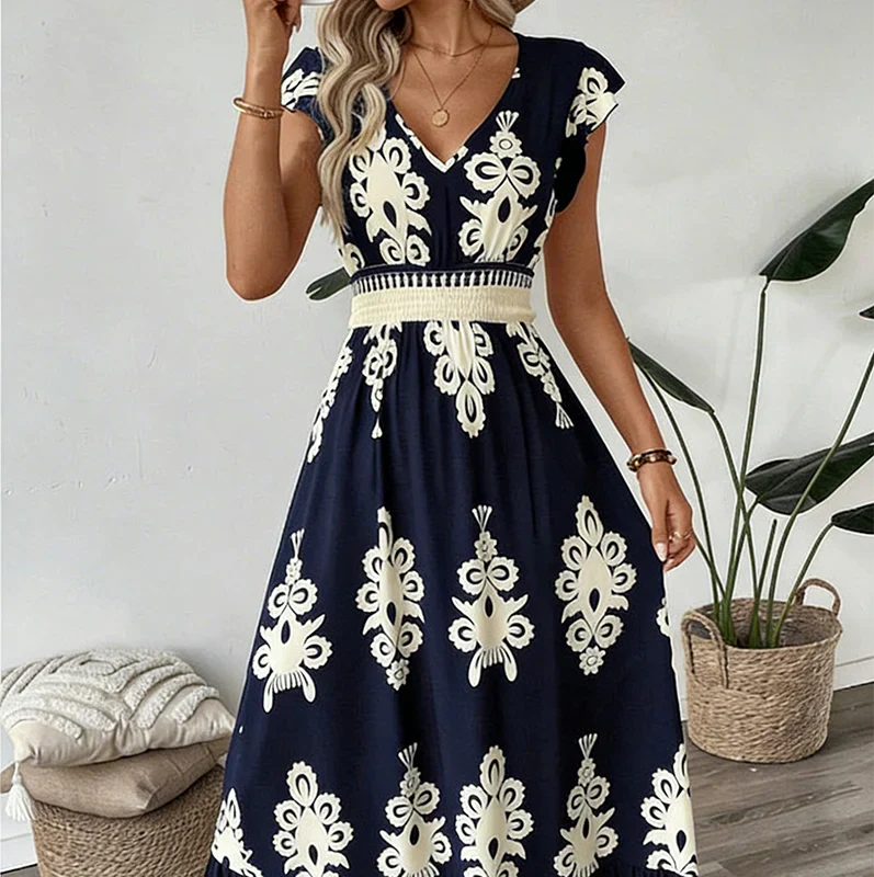 Candela | Vestido maxi barroco con escote en V