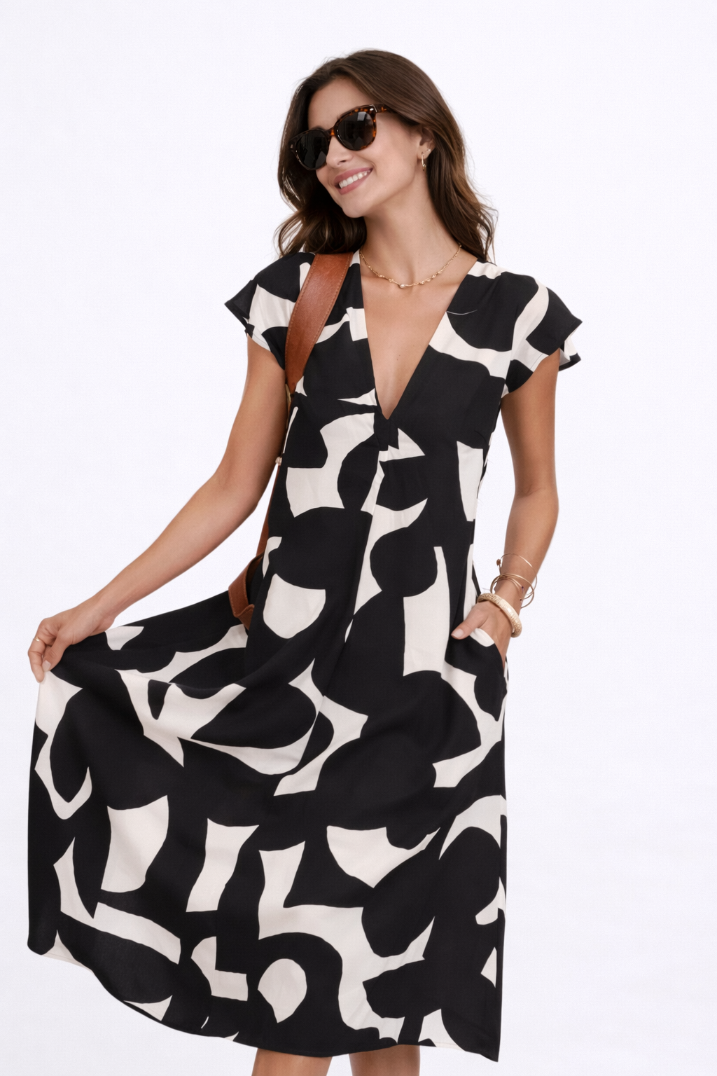 Camelia | Vestido midi fluido con estampado vibrante