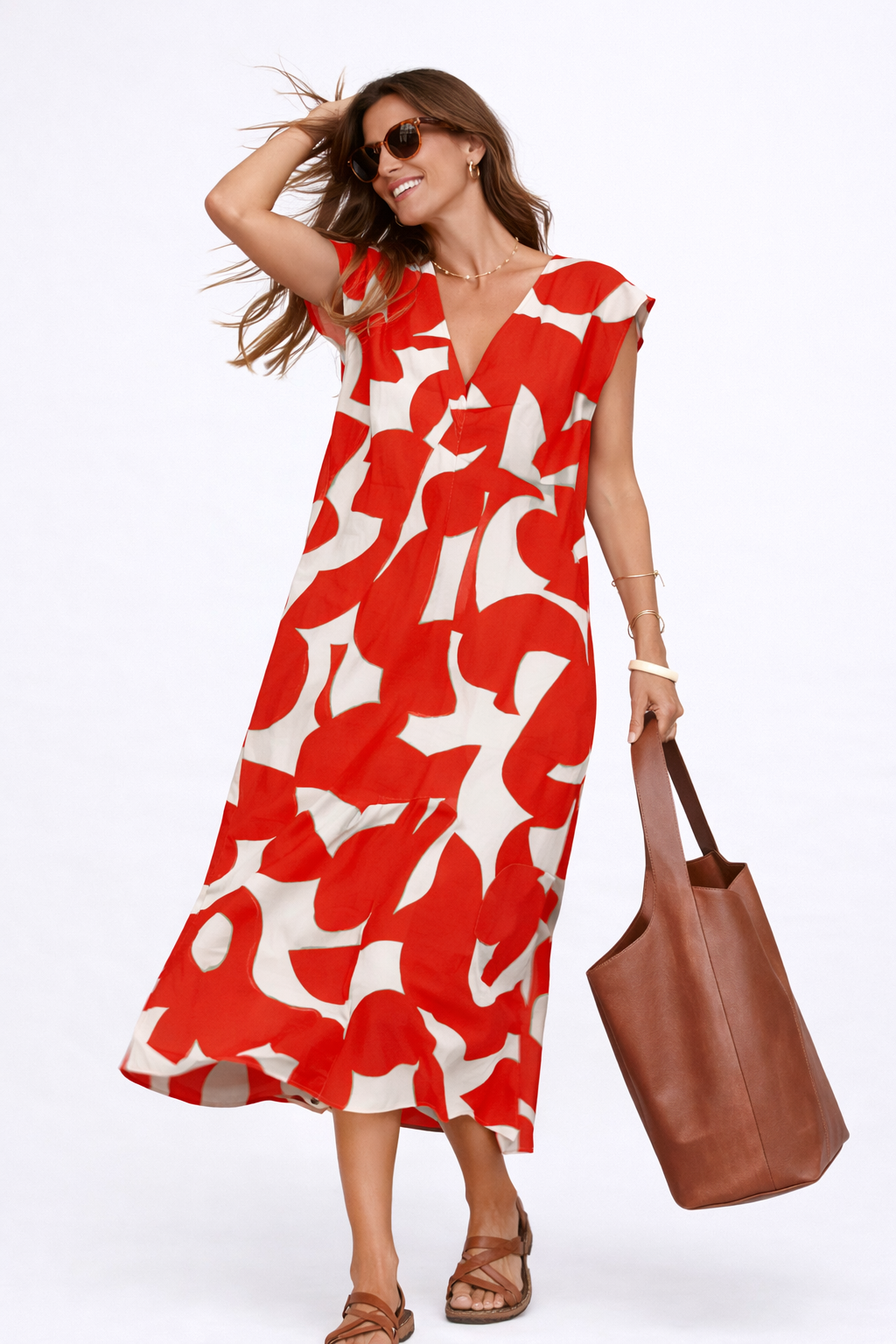 Camelia | Vestido midi fluido con estampado vibrante