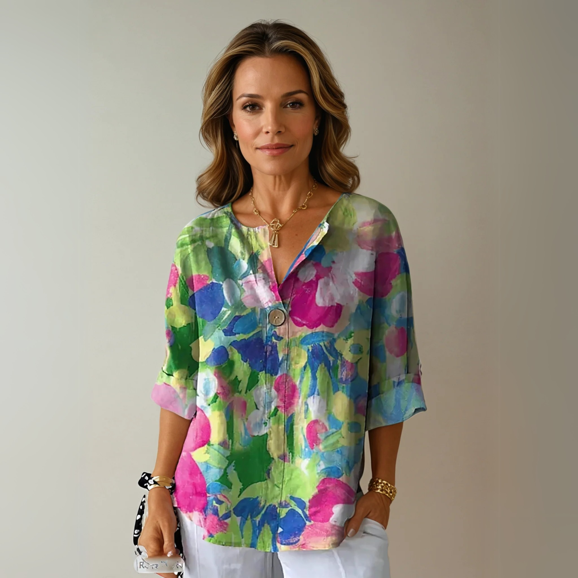 Lucía | Blusa estampada con escote en V